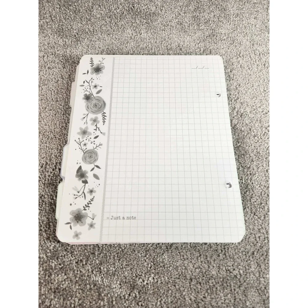 Planner Refill‎ White Floral Lined Grid Tabbed Pages